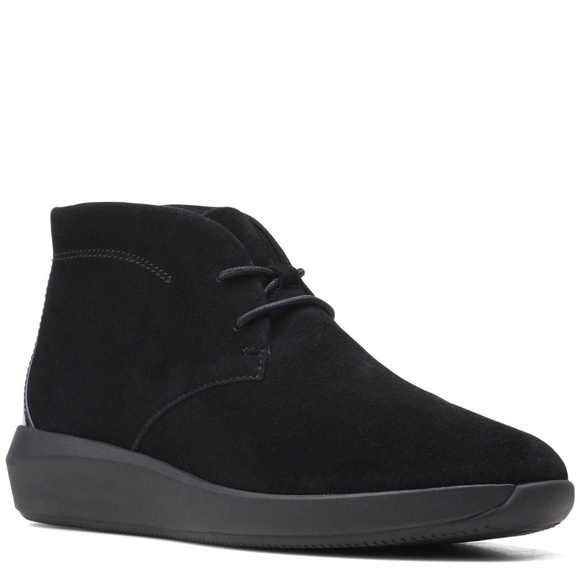 CLARKS TAWNIA LACE BLACK SUEDE LACE UP ANKLE BOOT Comfortable casual flat bootie - Picture 4 of 16